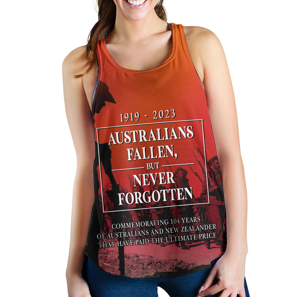 Australia Anzac Day Custom Women Racerback Tank - Lest We For Get Anzac Quotes Tank - Vibe Hoodie Shop