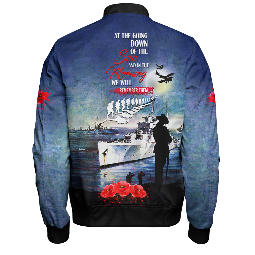 Australia Anzac Day Bomber Jacket - At The Going Down Of The Sun Bomber Jacket - Vibe Hoodie Shop