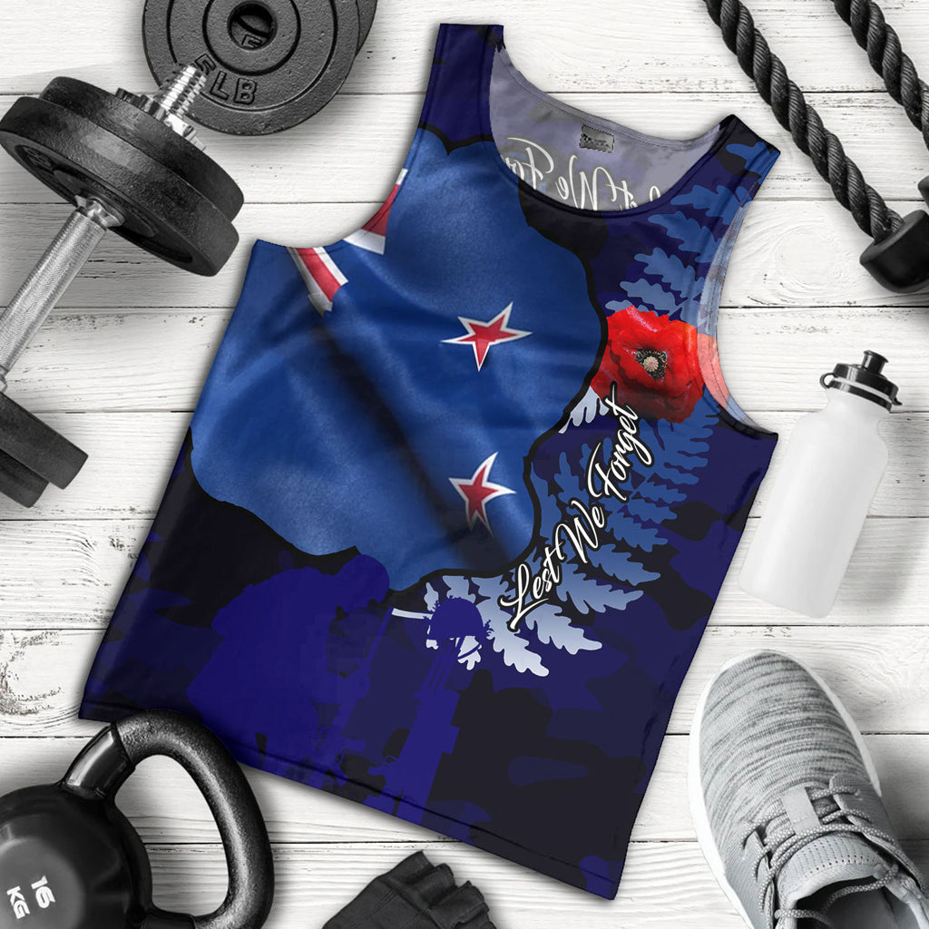 Australia Anzac Day Custom Men Tank Top - Lest We Forget Poppy Flag Tank Top - Vibe Hoodie Shop