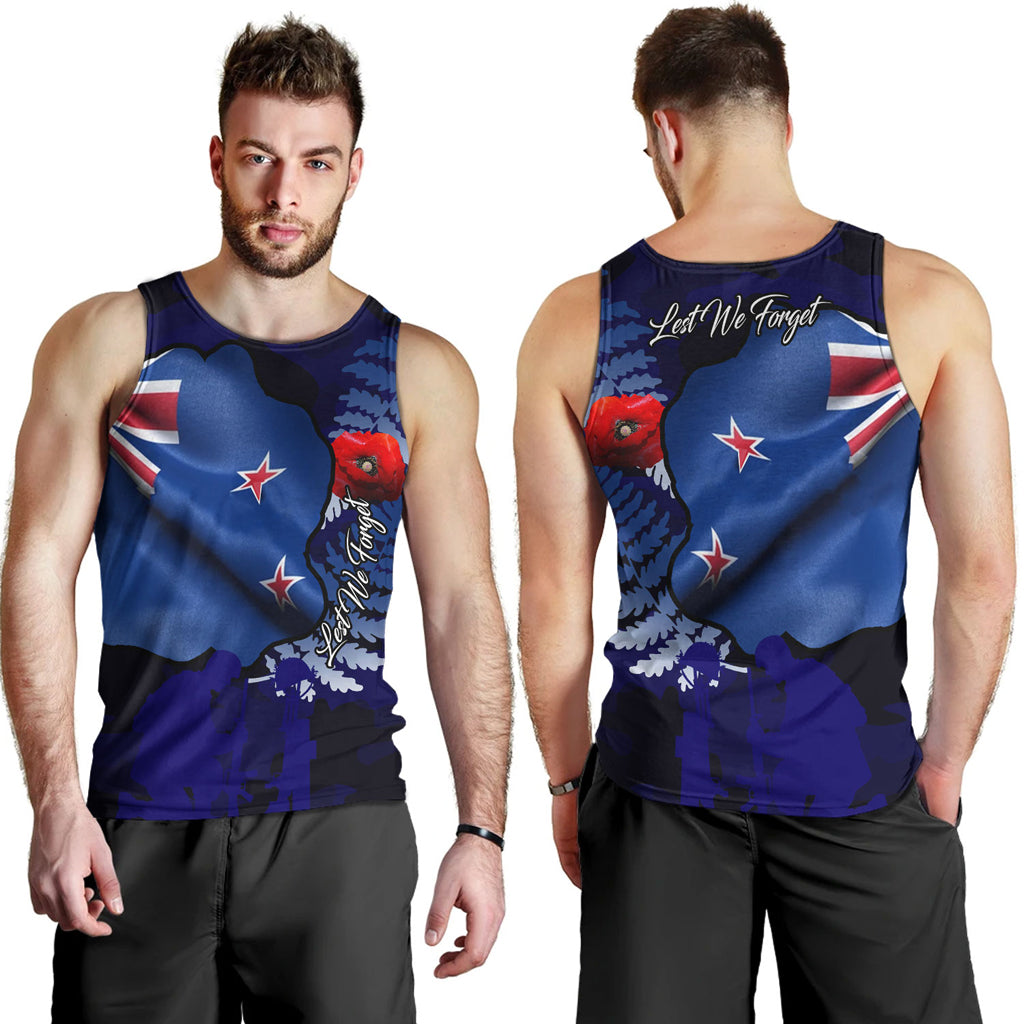 Australia Anzac Day Custom Men Tank Top - Lest We Forget Poppy Flag Tank Top - Vibe Hoodie Shop