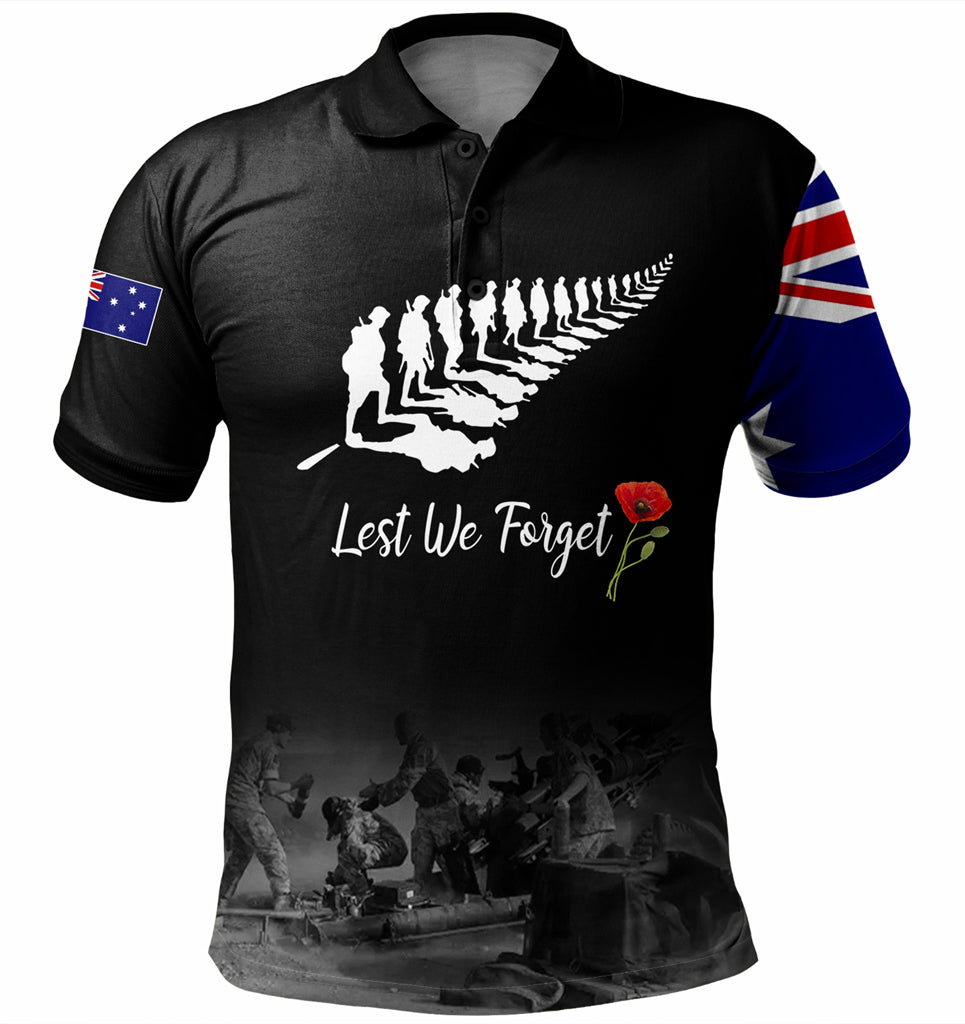 Australia Anzac Day Custom Polo Shirt - Stand For The Flag Kneel For The Fallen Polo Shirt - Vibe Hoodie Shop