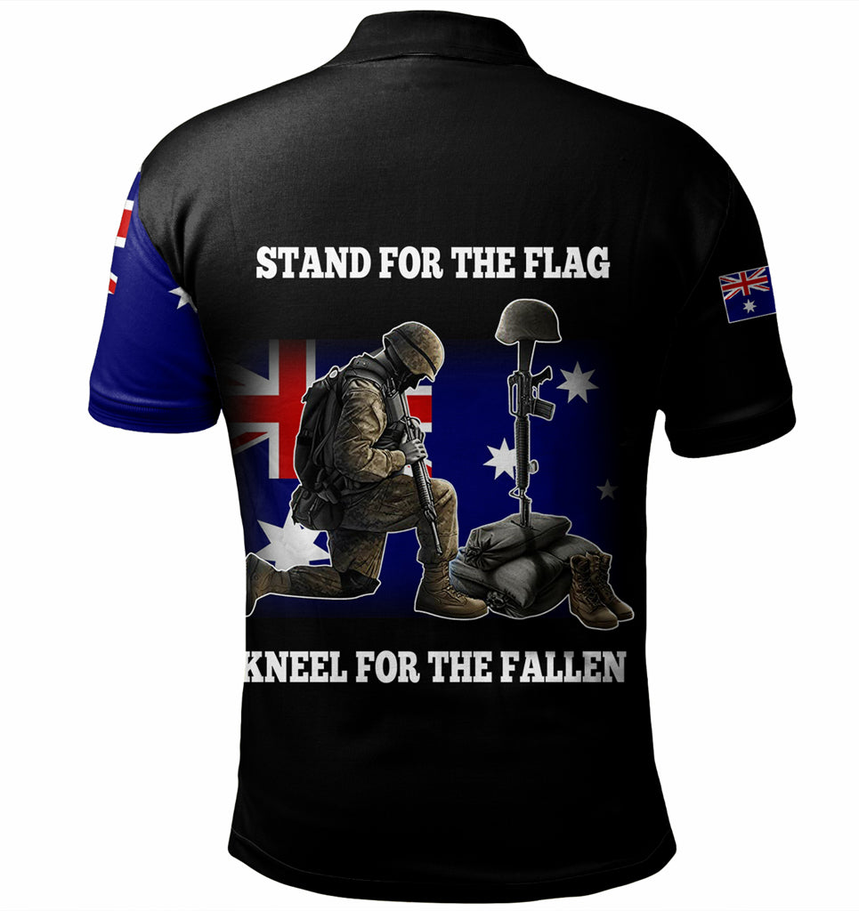 Australia Anzac Day Custom Polo Shirt - Stand For The Flag Kneel For The Fallen Polo Shirt - Vibe Hoodie Shop