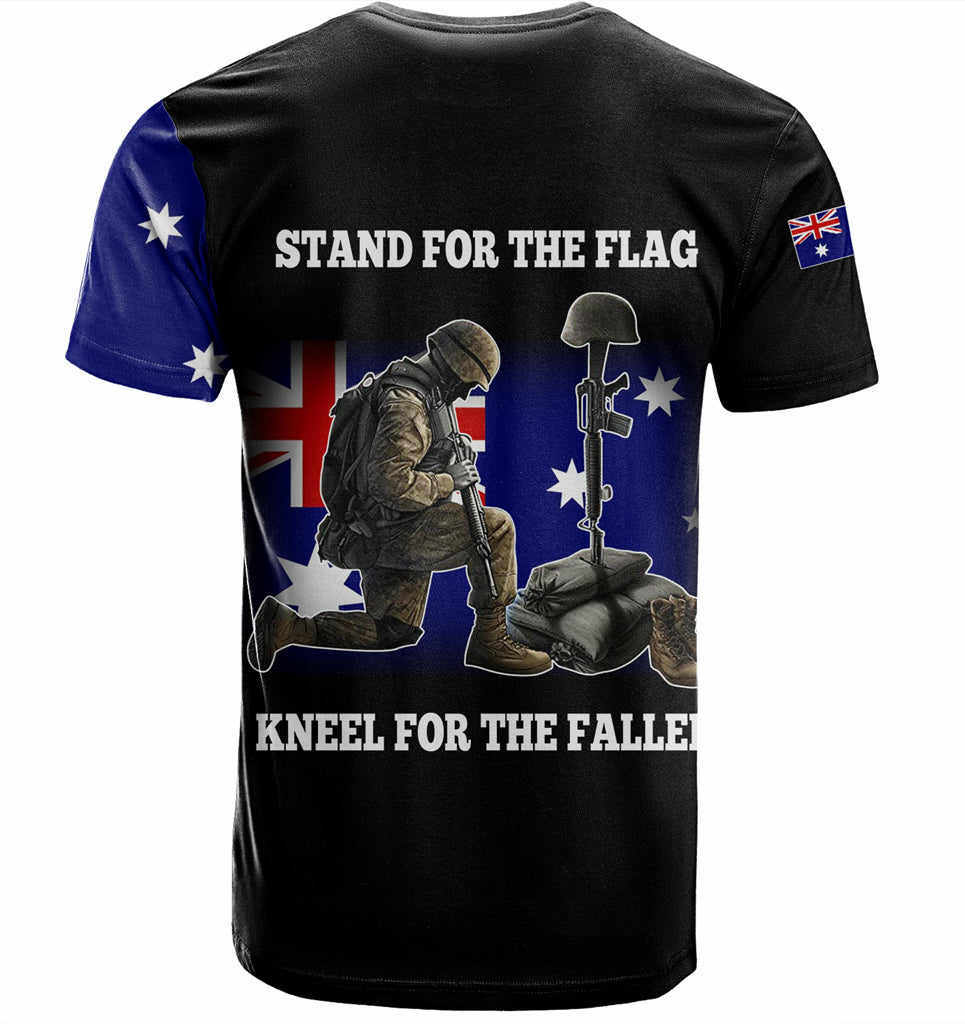 Australia Anzac Day Custom T-shirt - Stand For The Flag Kneel For The Fallen T-shirt - Vibe Hoodie Shop