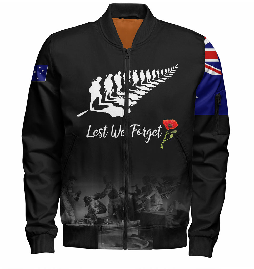 Australia Anzac Day Custom Bomber Jacket - Stand For The Flag Kneel For The Fallen Bomber Jacket - Vibe Hoodie Shop