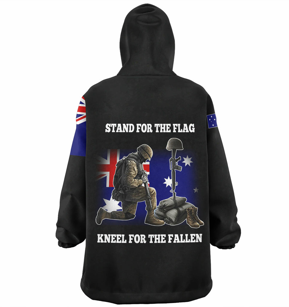 Australia Anzac Day Custom Wearable Blanket Hoodie - Stand For The Flag Kneel For The Fallen Wearable Blanket Hoodie - Vibe Hoodie Shop