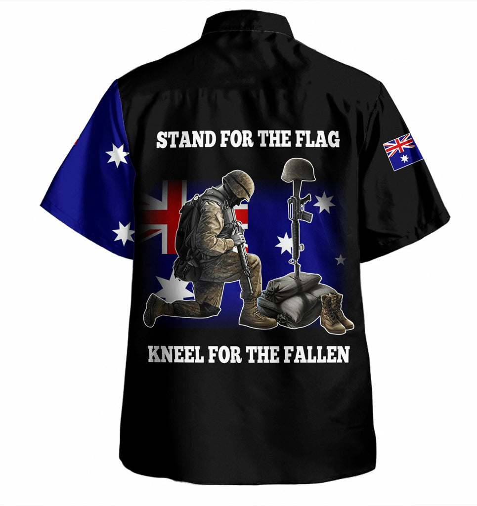 Australia Anzac Day Custom Hawaiian Shirt - Stand For The Flag Kneel For The Fallen Shirt - Vibe Hoodie Shop