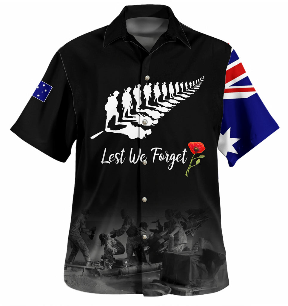 Australia Anzac Day Custom Hawaiian Shirt - Stand For The Flag Kneel For The Fallen Shirt - Vibe Hoodie Shop