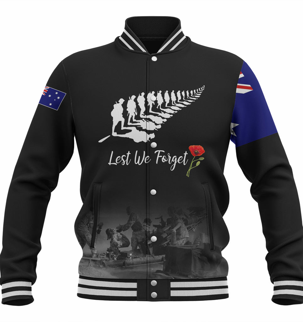 Australia Anzac Day Custom Baseball Jacket - Stand For The Flag Kneel For The Fallen Jacket - Vibe Hoodie Shop