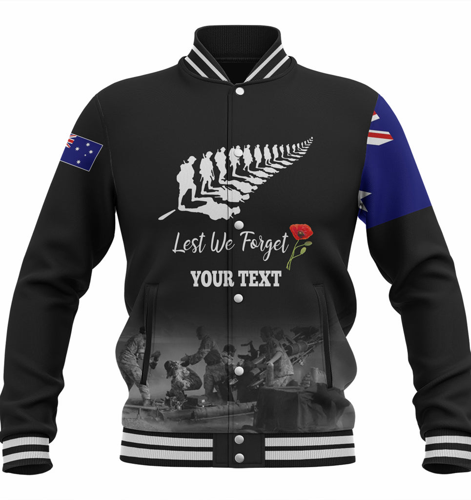 Australia Anzac Day Custom Baseball Jacket - Stand For The Flag Kneel For The Fallen Jacket - Vibe Hoodie Shop