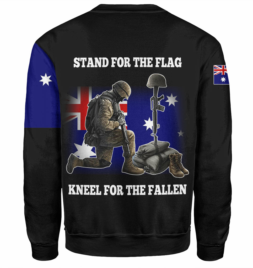 Australia Anzac Day Custom Sweatshirt - Stand For The Flag Kneel For The Fallen Sweatshirt - Vibe Hoodie Shop