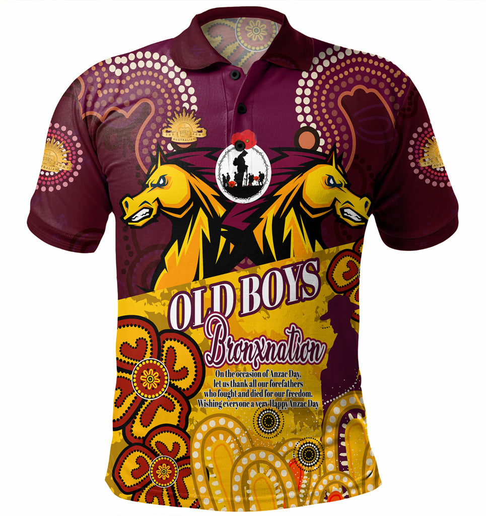 Australia Brisbane Anzac Day Custom Polo Shirt - Old Boys Bronxnation Polo Shirt - Vibe Hoodie Shop