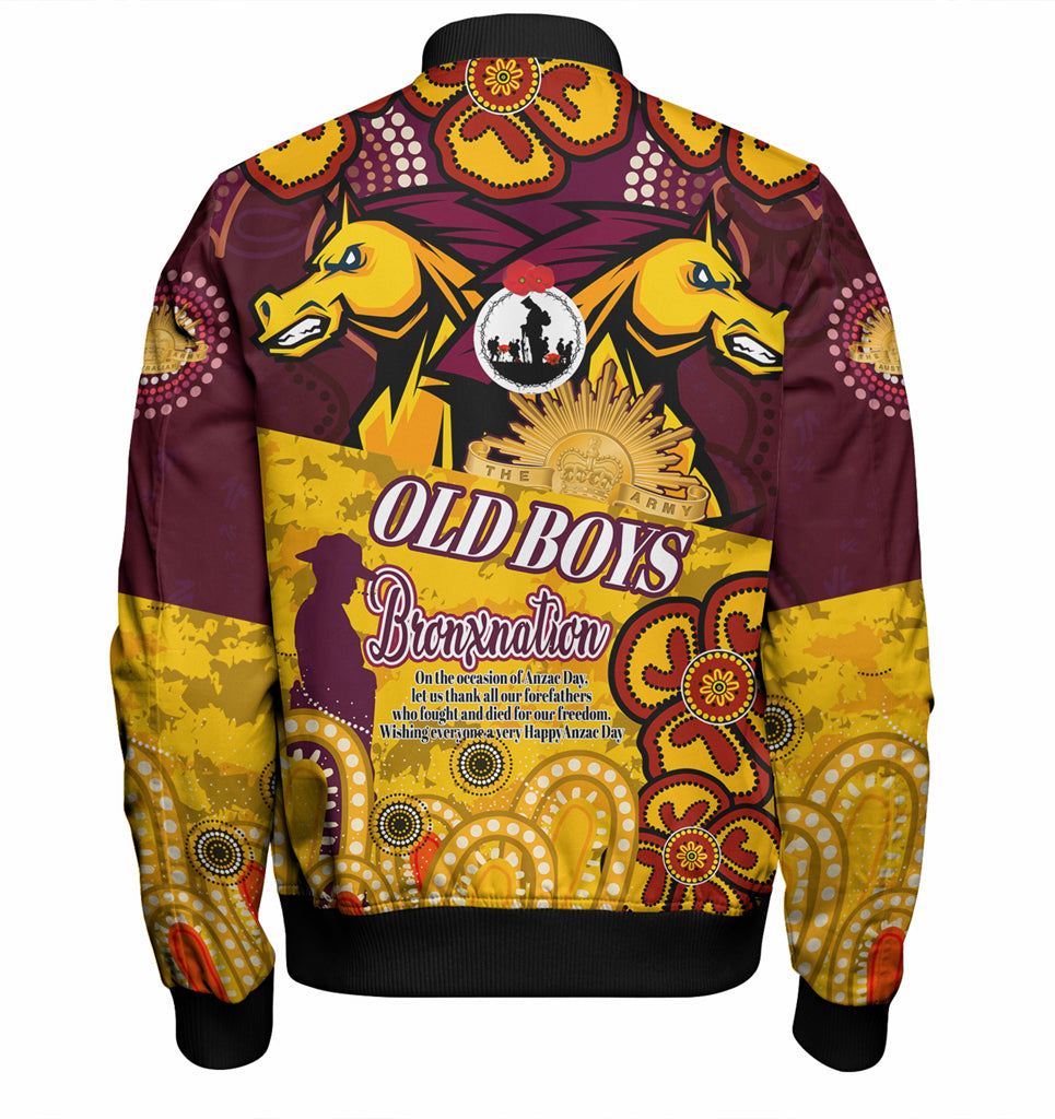 Australia Brisbane Anzac Day Custom Bomber Jacket - Old Boys Bronxnation Bomber Jacket - Vibe Hoodie Shop