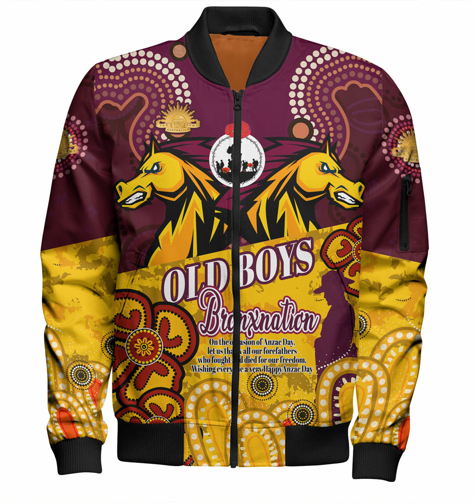 Australia Brisbane Anzac Day Custom Bomber Jacket - Old Boys Bronxnation Bomber Jacket - Vibe Hoodie Shop