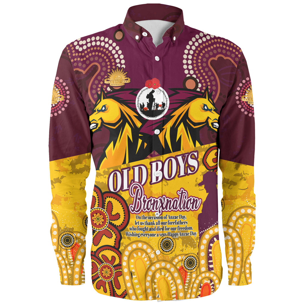 Australia Brisbane Anzac Day Custom Long Sleeve Shirt - Old Boys Bronxnation Shirt - Vibe Hoodie Shop