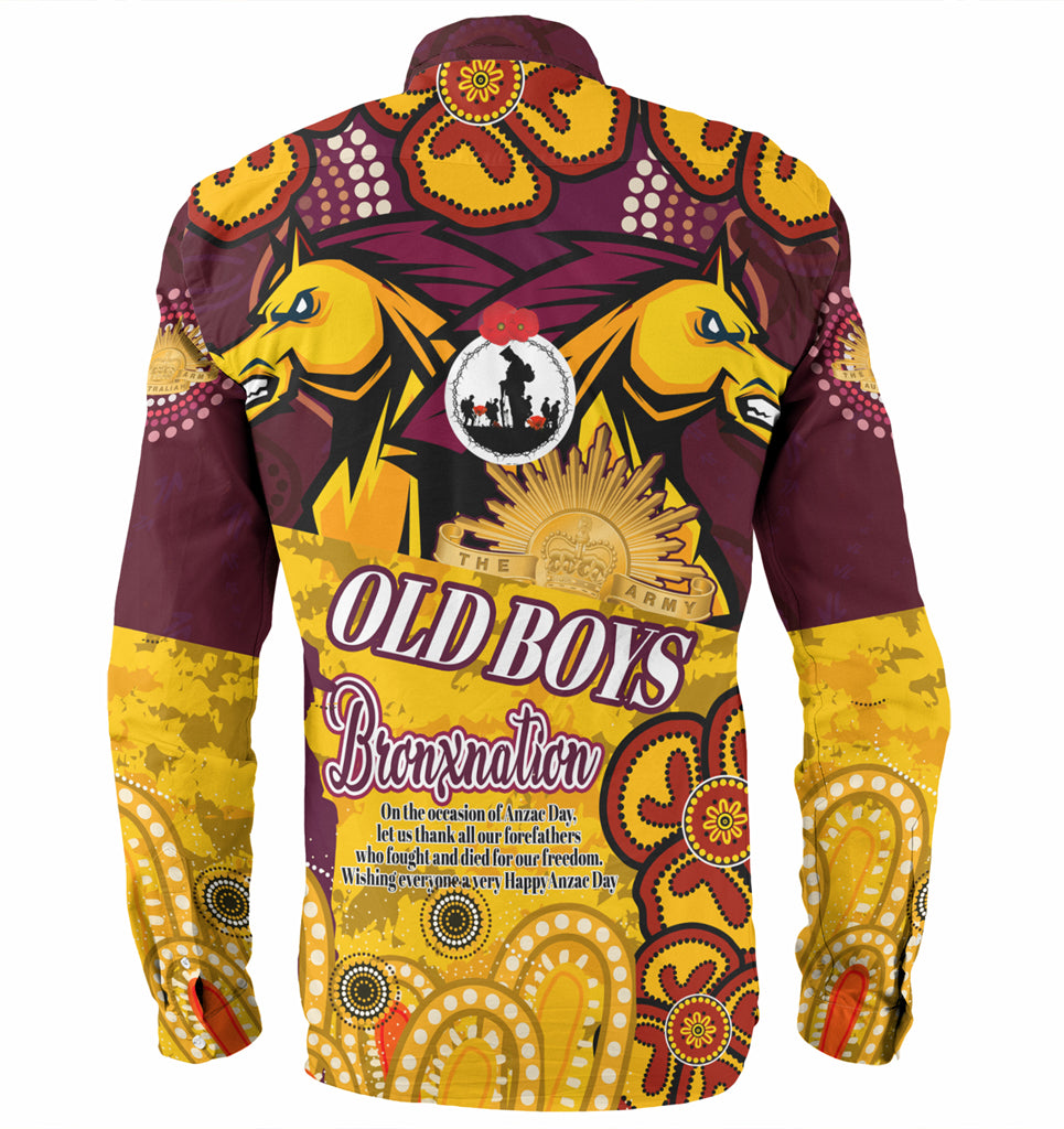 Australia Brisbane Anzac Day Custom Long Sleeve Shirt - Old Boys Bronxnation Shirt - Vibe Hoodie Shop