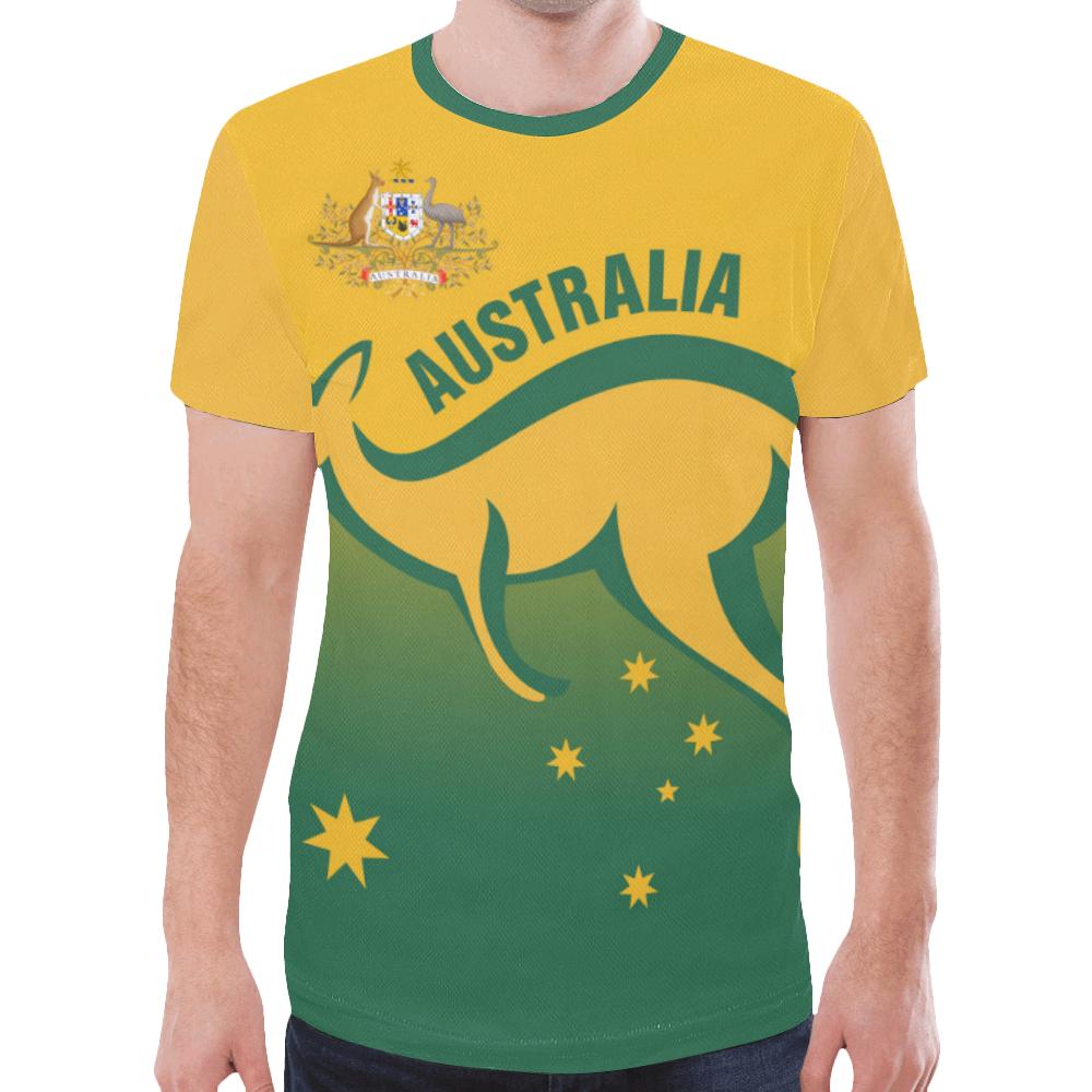 T shirt - Kangaroo T shirt Australian Coat Of Arms National Color - Unisex - Vibe Hoodie Shop