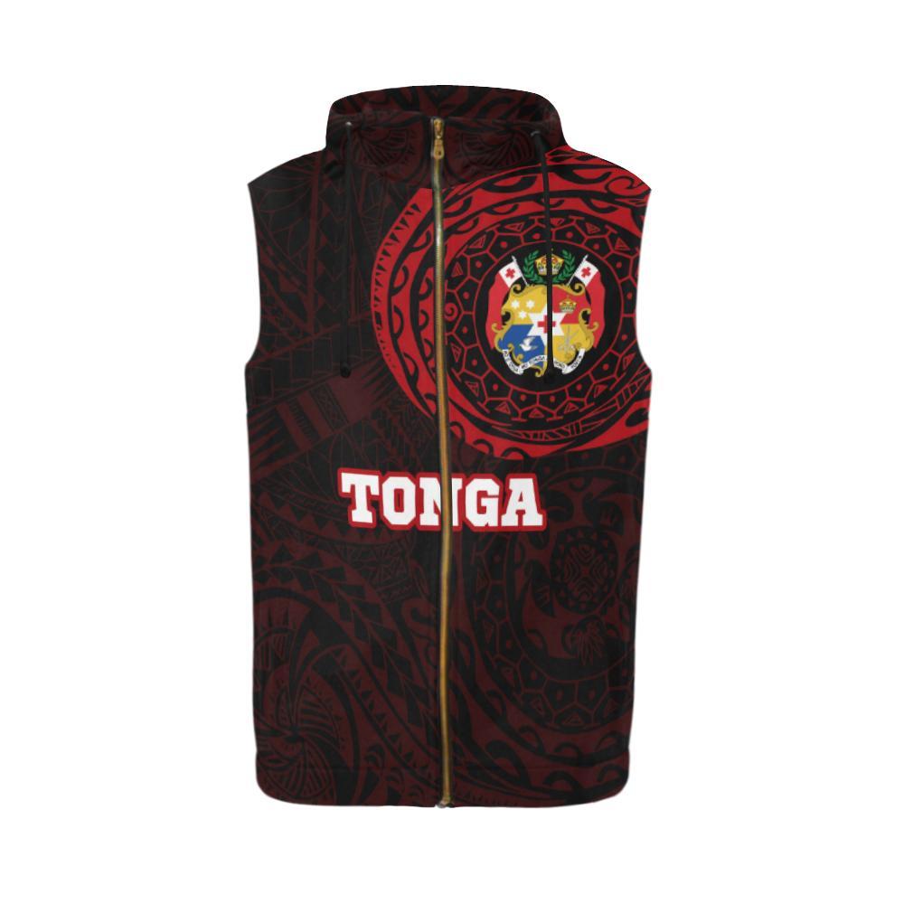 Tonga In My Heart Zipper Sleeveless Hoodie Red - Vibe Hoodie Shop