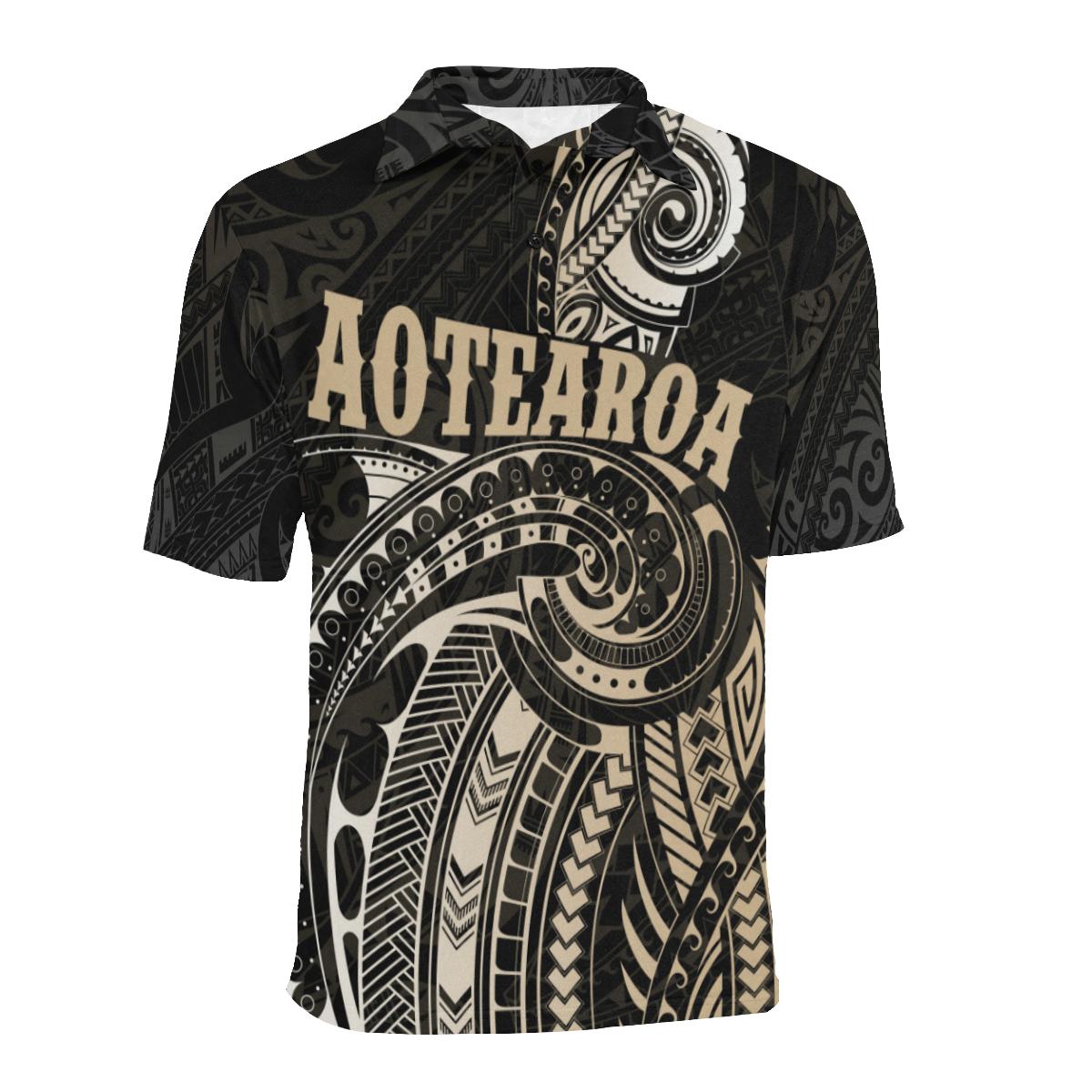 Maori Tattoo with Map New Zealand Polo Shirt - Vibe Hoodie Shop