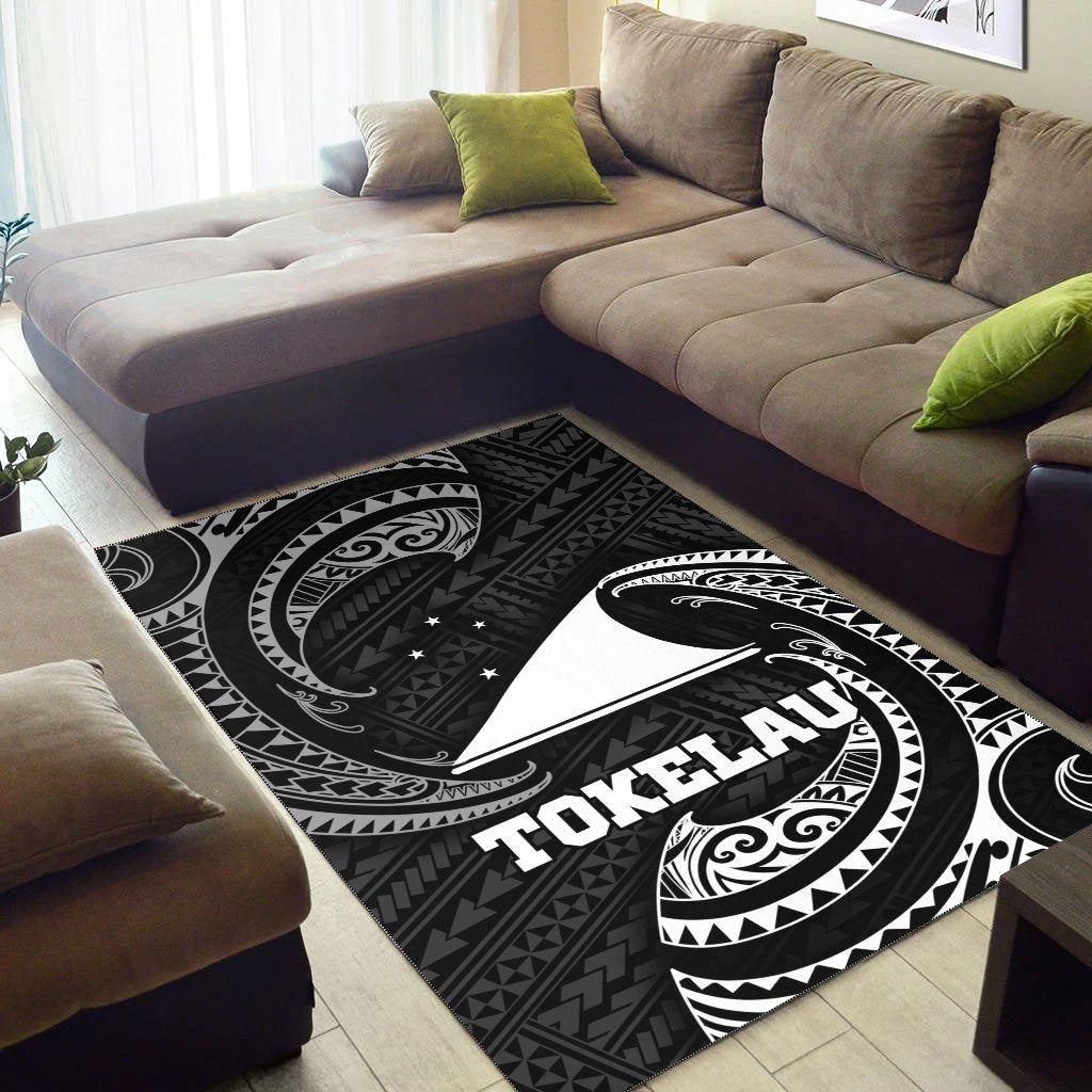 Tokelau Polynesian Area Rug - White Tribal Wave - Vibe Hoodie Shop