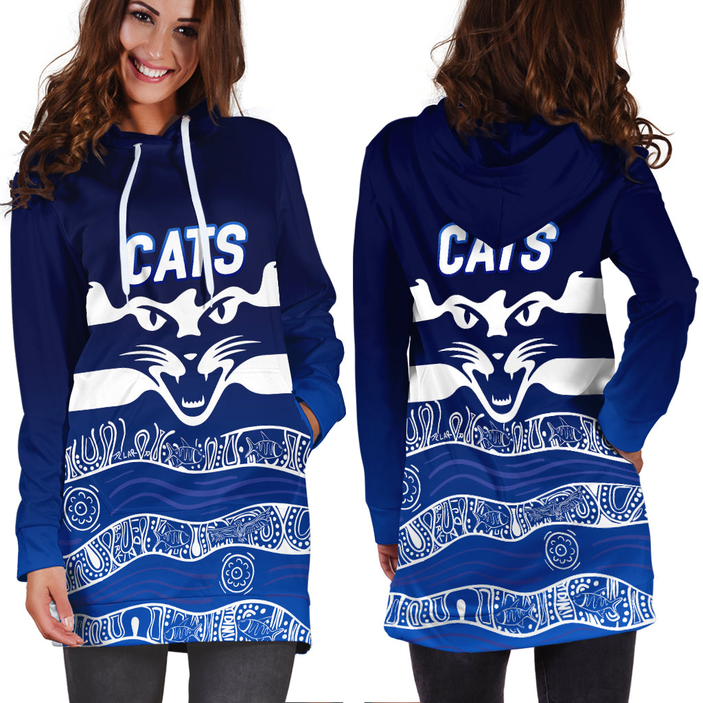 Cats Aboriginal Art Football Geelong Hoodie Dress - - Vibe Hoodie Shop