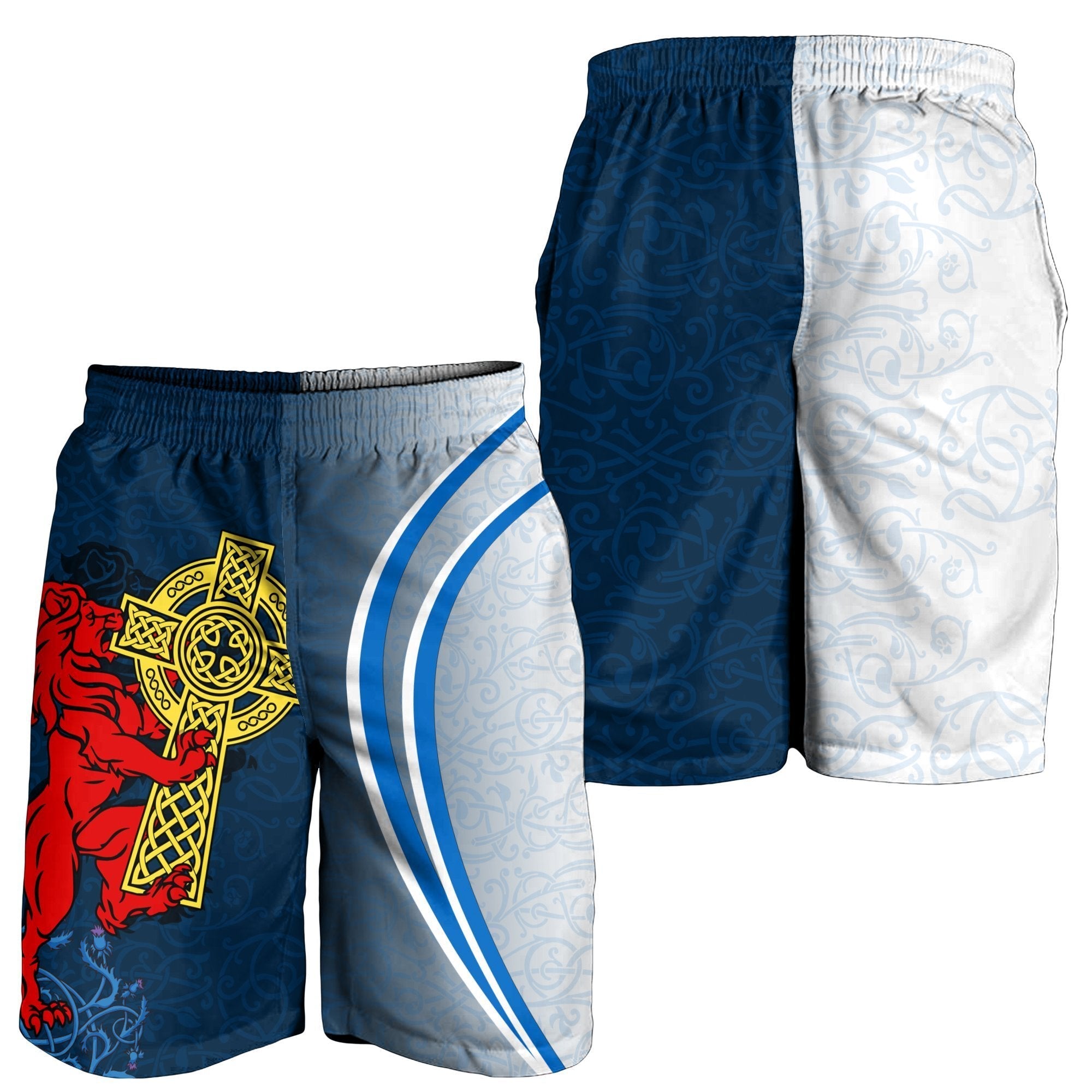 Scotland Men's Short - Scottish Lion With Celtic Cross - Vibe Hoodie Shop