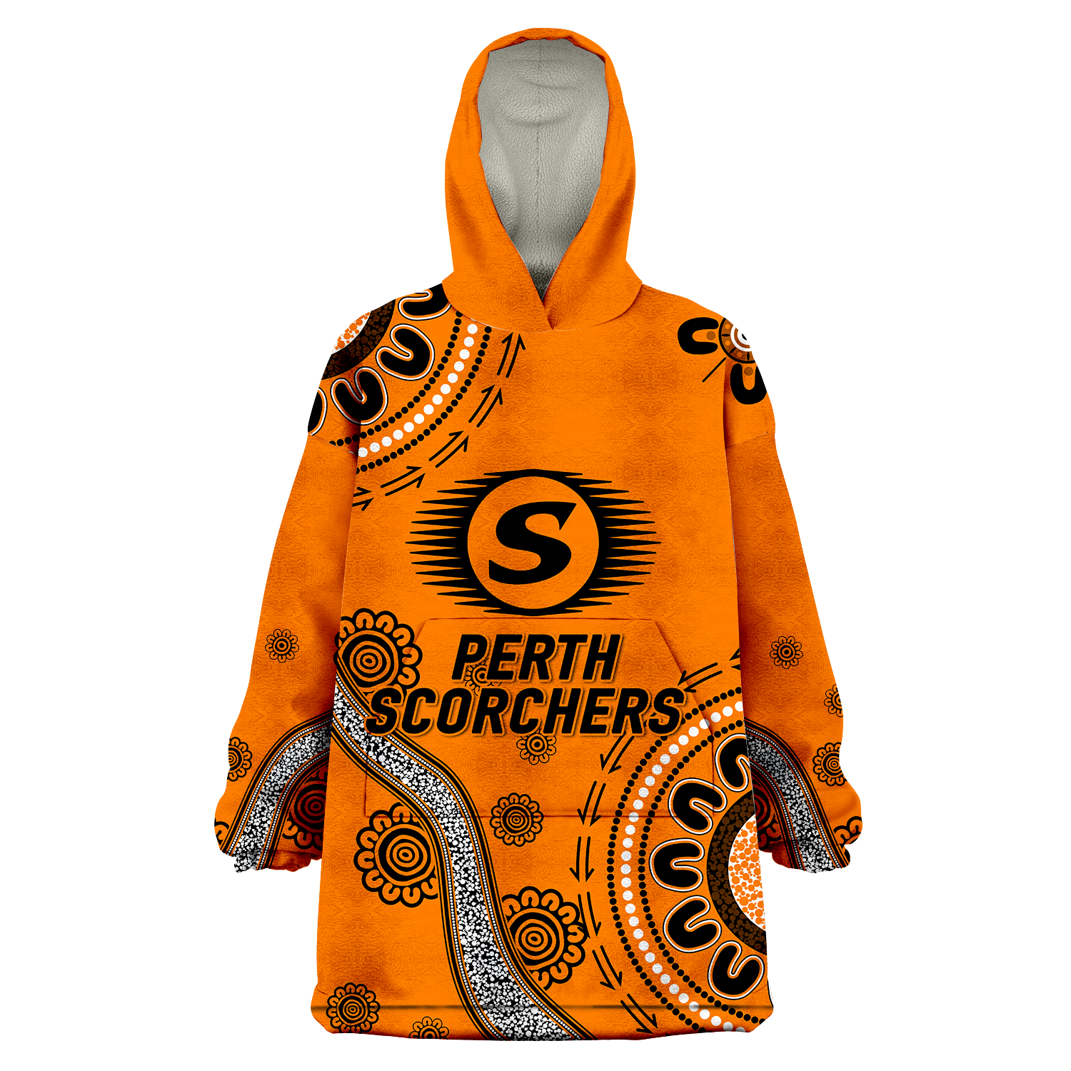 Perth Scorchers Aboriginal Art Cricket 2022 Wearable Blanket Hoodie - - Vibe Hoodie Shop