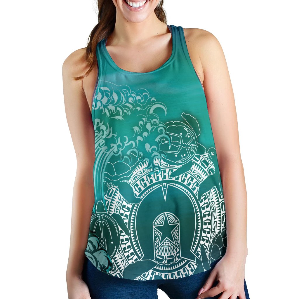 Aboriginal Women's Racerback Tank, Torres Strait Islands in Wave - Vibe Hoodie Shop