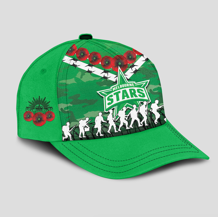 Melbourne Stars ANZAC 2022 Caps Camouflage With Poppy - - Vibe Hoodie Shop