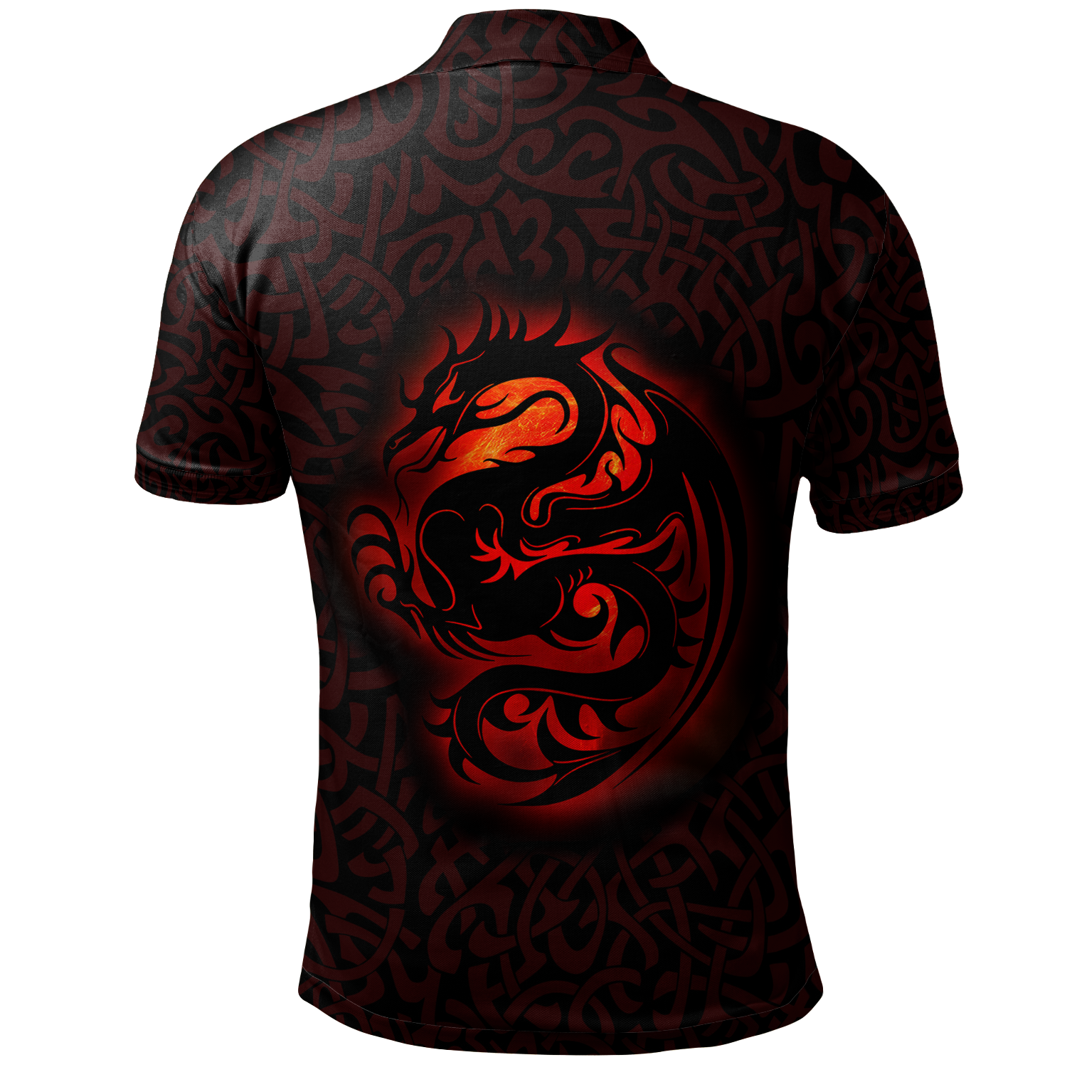 Wales Celtic Polo Shirts - Fury Celtic Dragon With Knot - Vibe Hoodie Shop