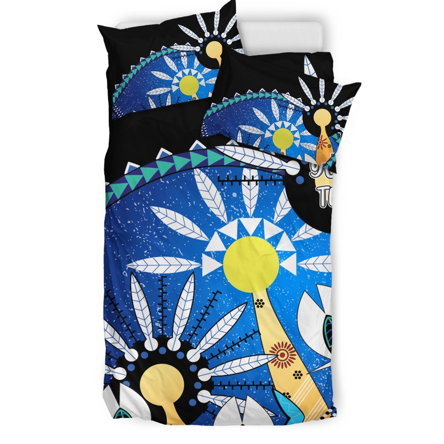 Custom Vibe Hoodie Australia Torres Strait Bedding Set - Dhari Mask In Plam Tree - RLT20 - Vibe Hoodie Shop