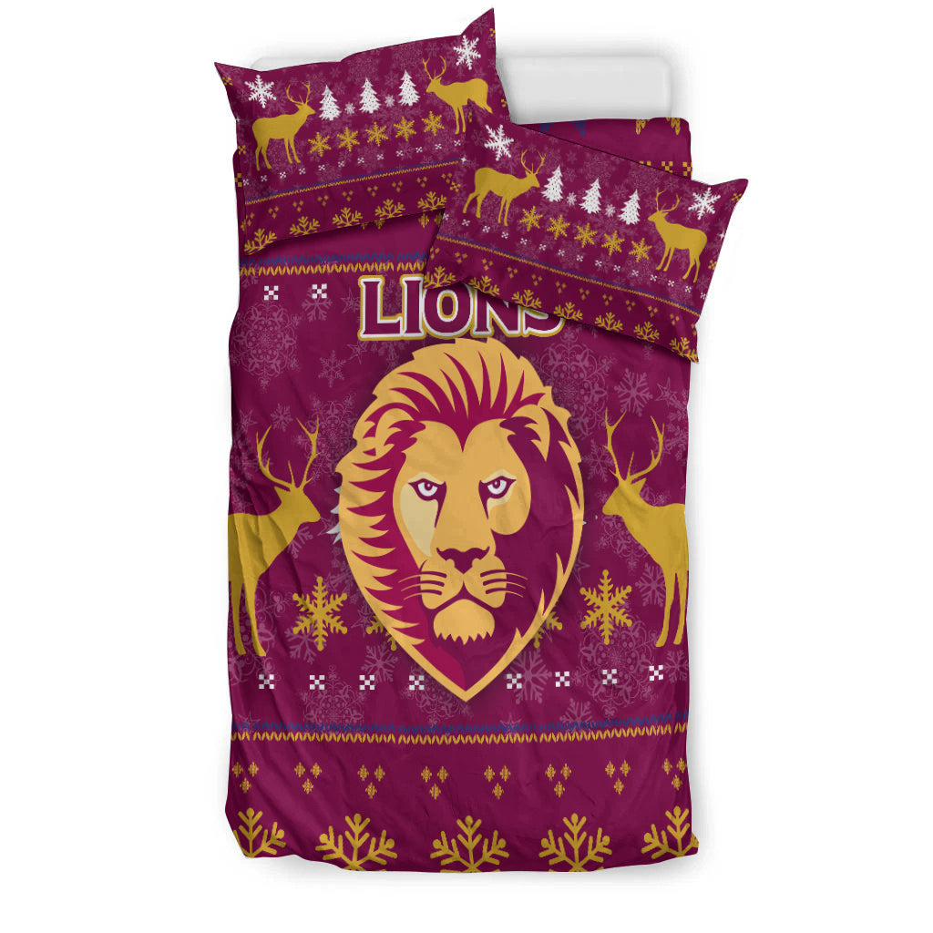 Brisbane Lion Bedding Set - Christmas Ugly Style - - Vibe Hoodie Shop