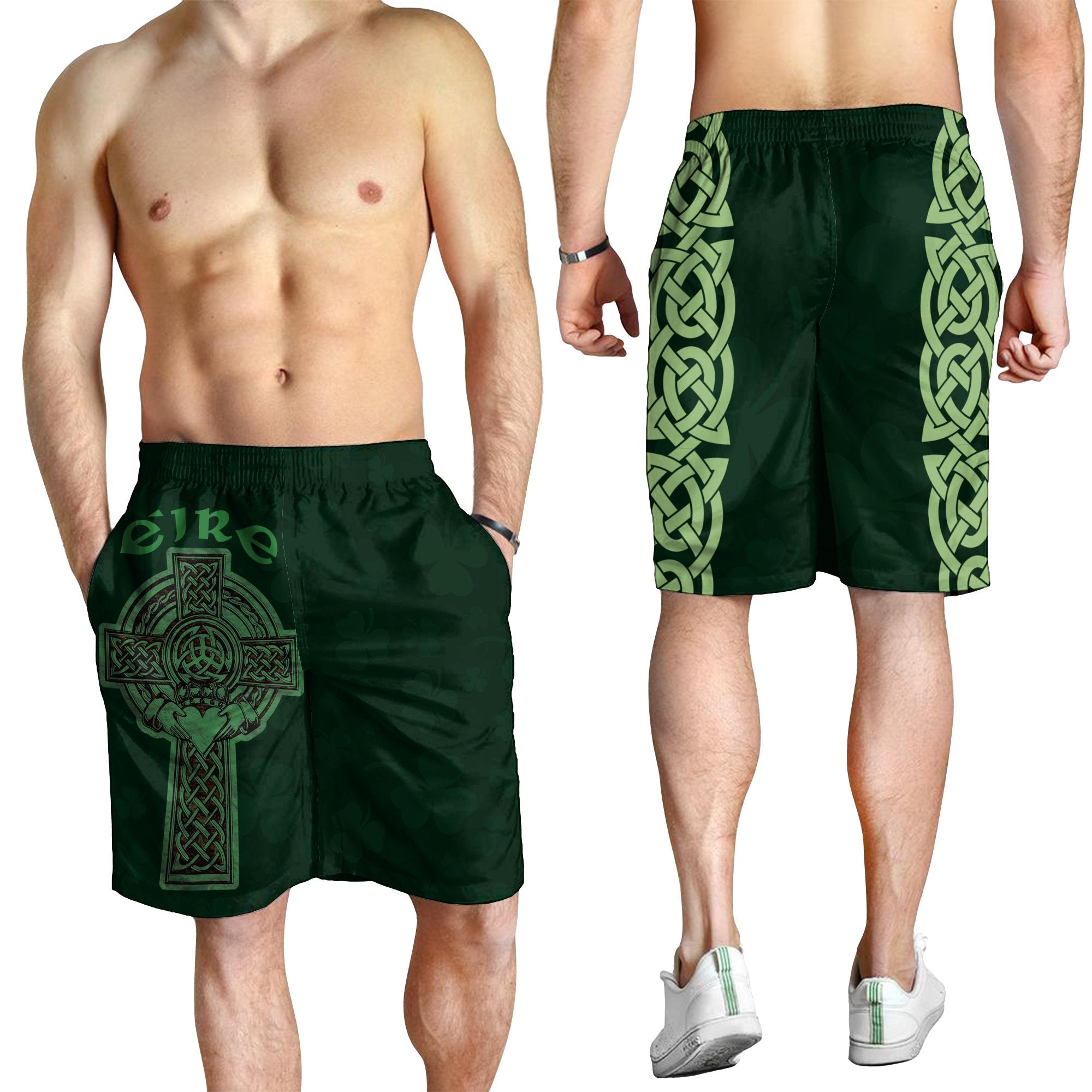 Celtic Ireland Men's Short - Irish Cross with Celtic Knot and Claddagh Ring - Vibe Hoodie Shop