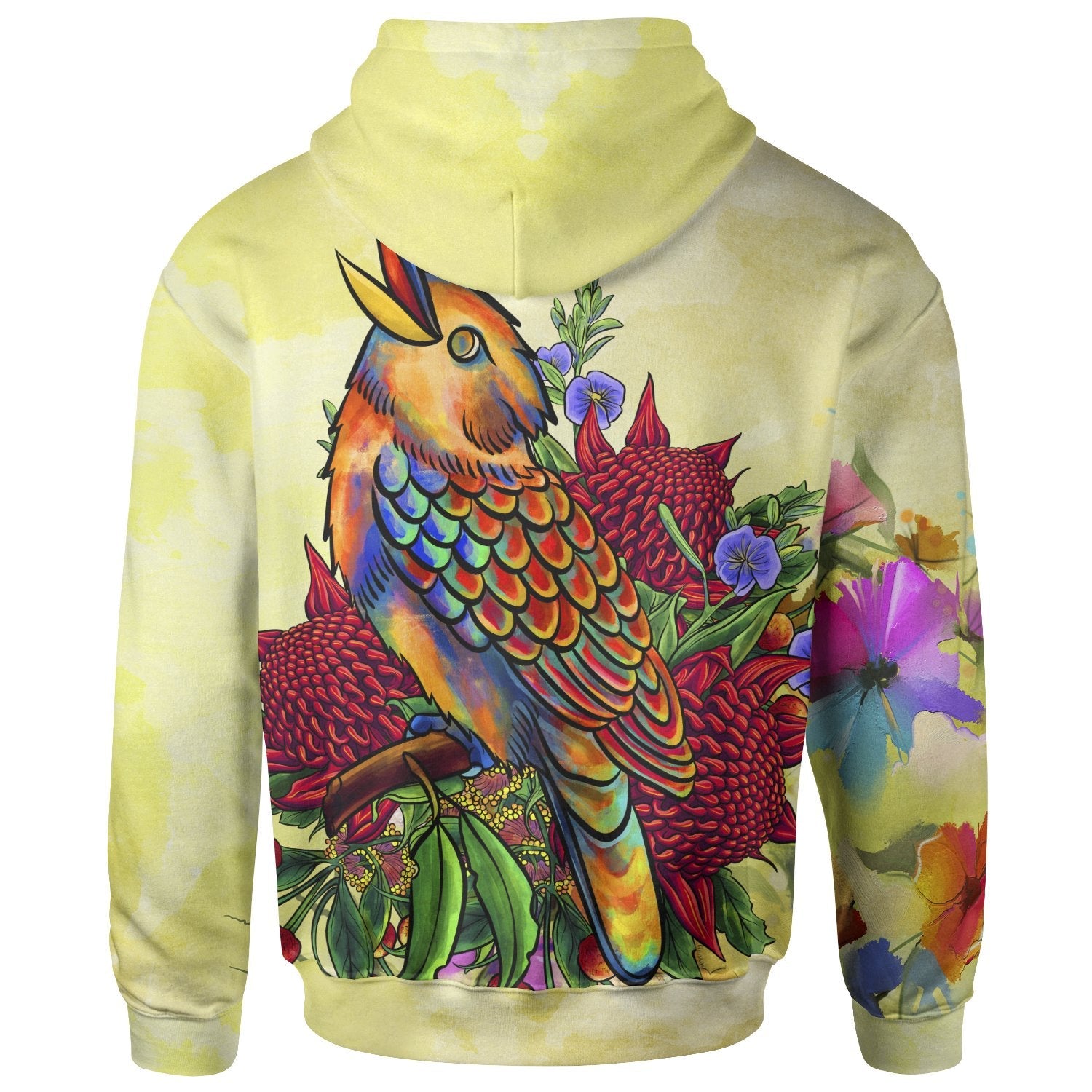 Aboriginal Hoodie - Australia Kookaburra With Waratah - Vibe Hoodie Shop