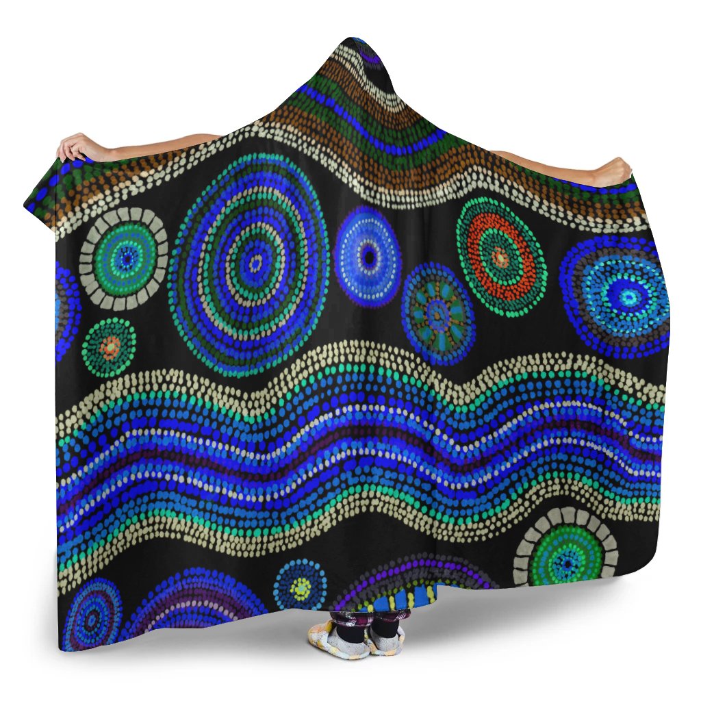 hoodie-blanket-aboriginal-dot-unique-style-blue