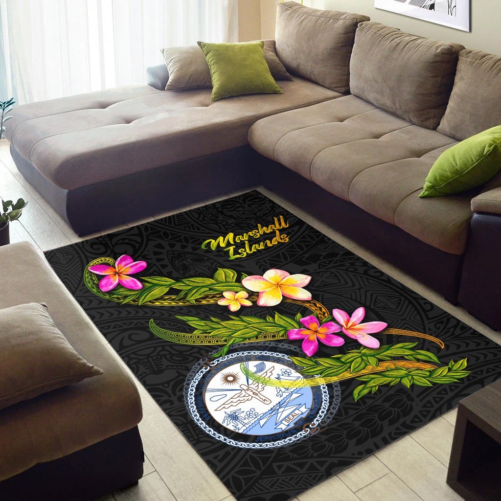 Marshall Islands Polynesian Area Rug - Plumeria Tribal - Vibe Hoodie Shop