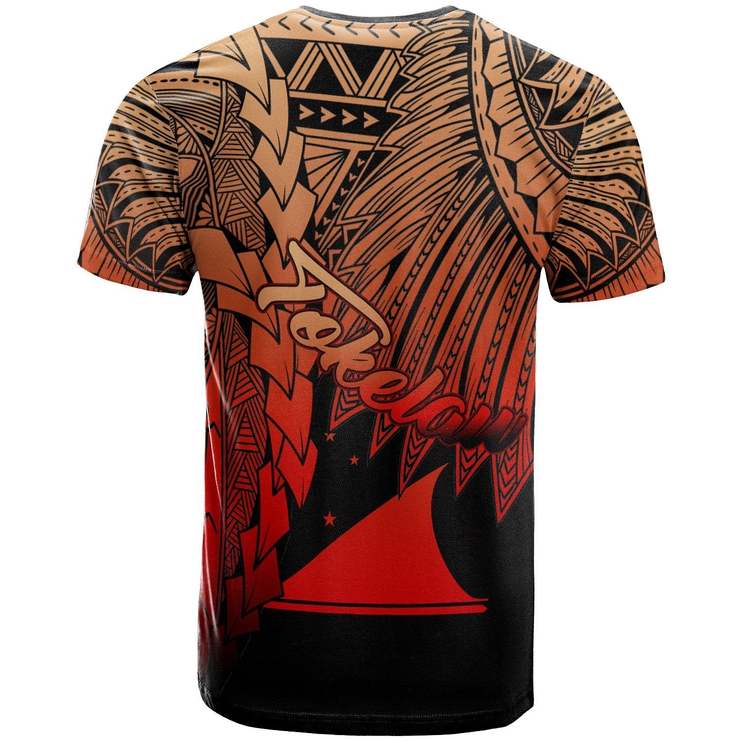 Tokelau Polynesian Custom Personalised T shirt - Tribal Wave Tattoo Red Ver 2 - Vibe Hoodie Shop