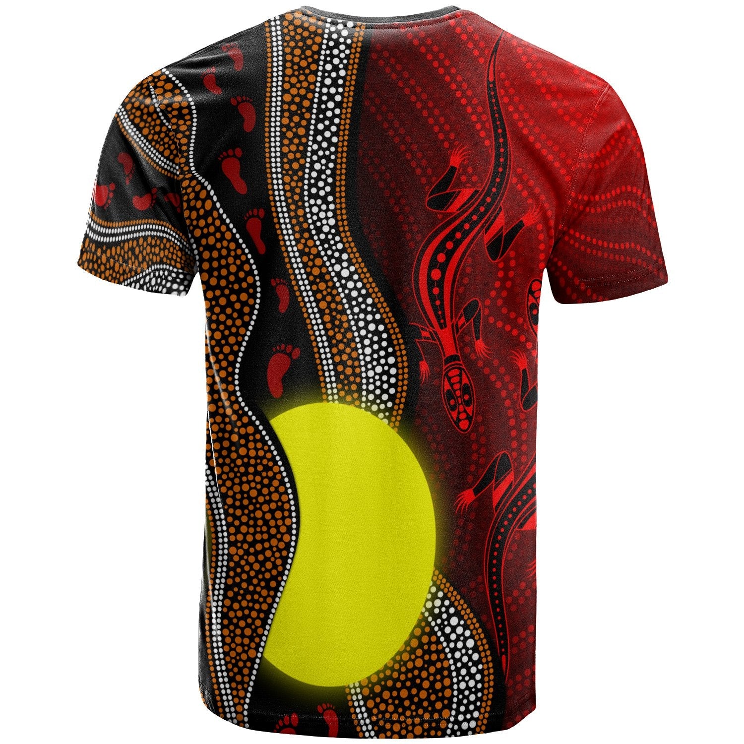 Aboriginal T shirt - Aboriginal Flag Lizard Dot Painting Style - Vibe Hoodie Shop