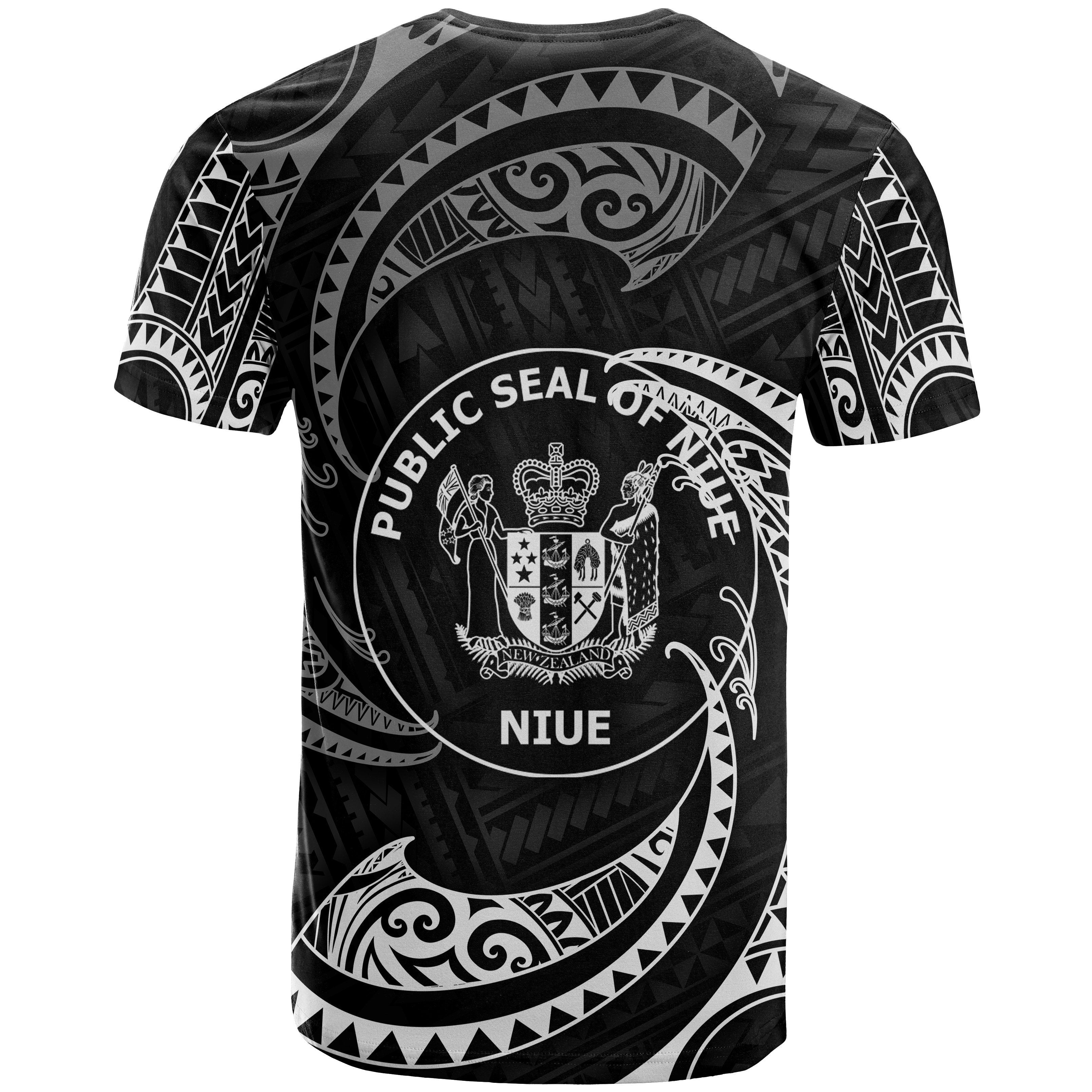 Niue Polynesian Custom Personalised T shirt - White Tribal Wave - Vibe Hoodie Shop