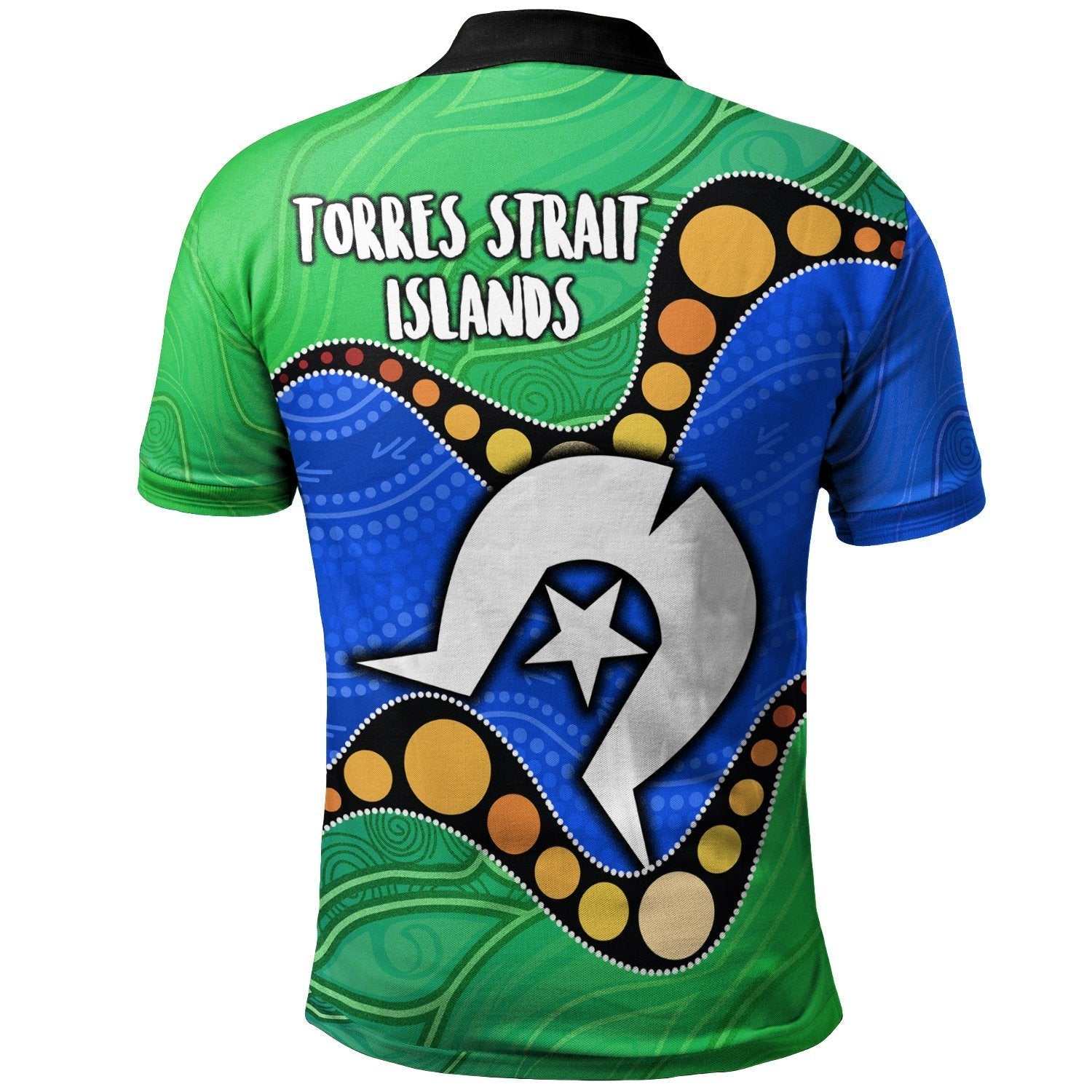 Custom Torres Strait Islands Polo - Flag with Aboriginal Patterns - Vibe Hoodie Shop