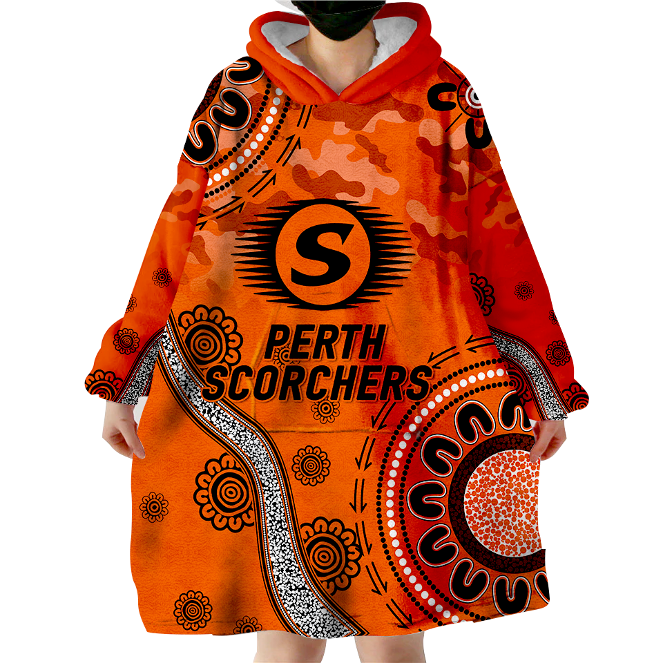 (Custom Personalised) Perth Scorchers ANZAC Day Aboriginal Wearable Blanket Hoodie - - Vibe Hoodie Shop