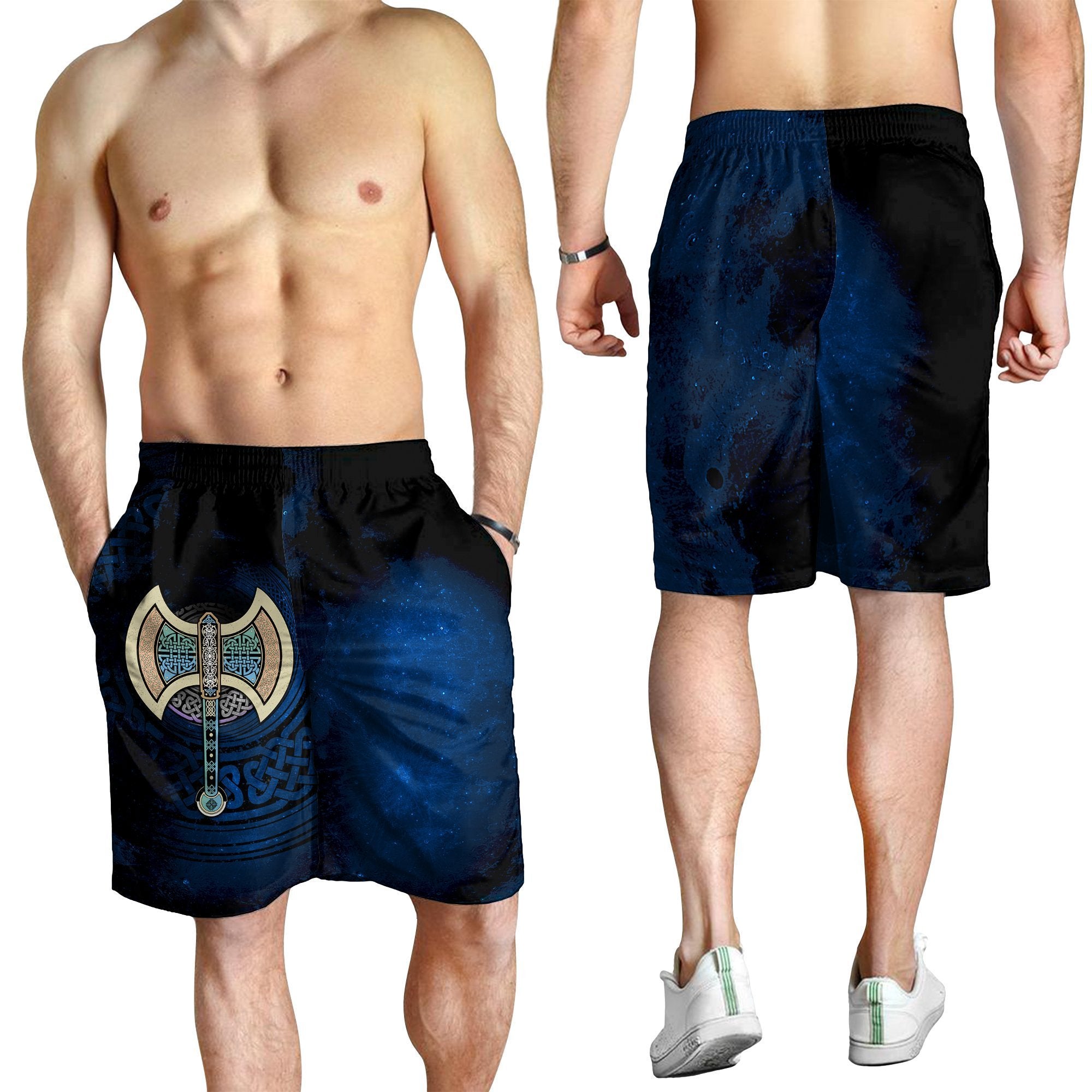 Celtic Knotwork Labrys Men's Shorts - Vibe Hoodie Shop