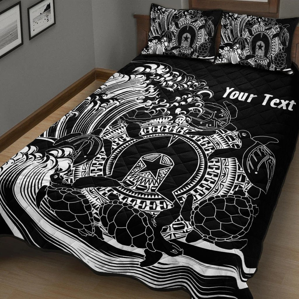 Custom Aboriginal Quilt Bed Set, Torres Strait Islands in Wave (Black) - Vibe Hoodie Shop