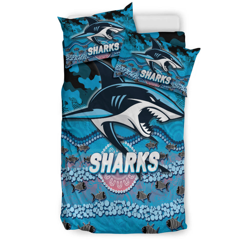 Sharks Rugby ANZAC Day Camouflage Indigenous Art Bedding Set - - Vibe Hoodie Shop