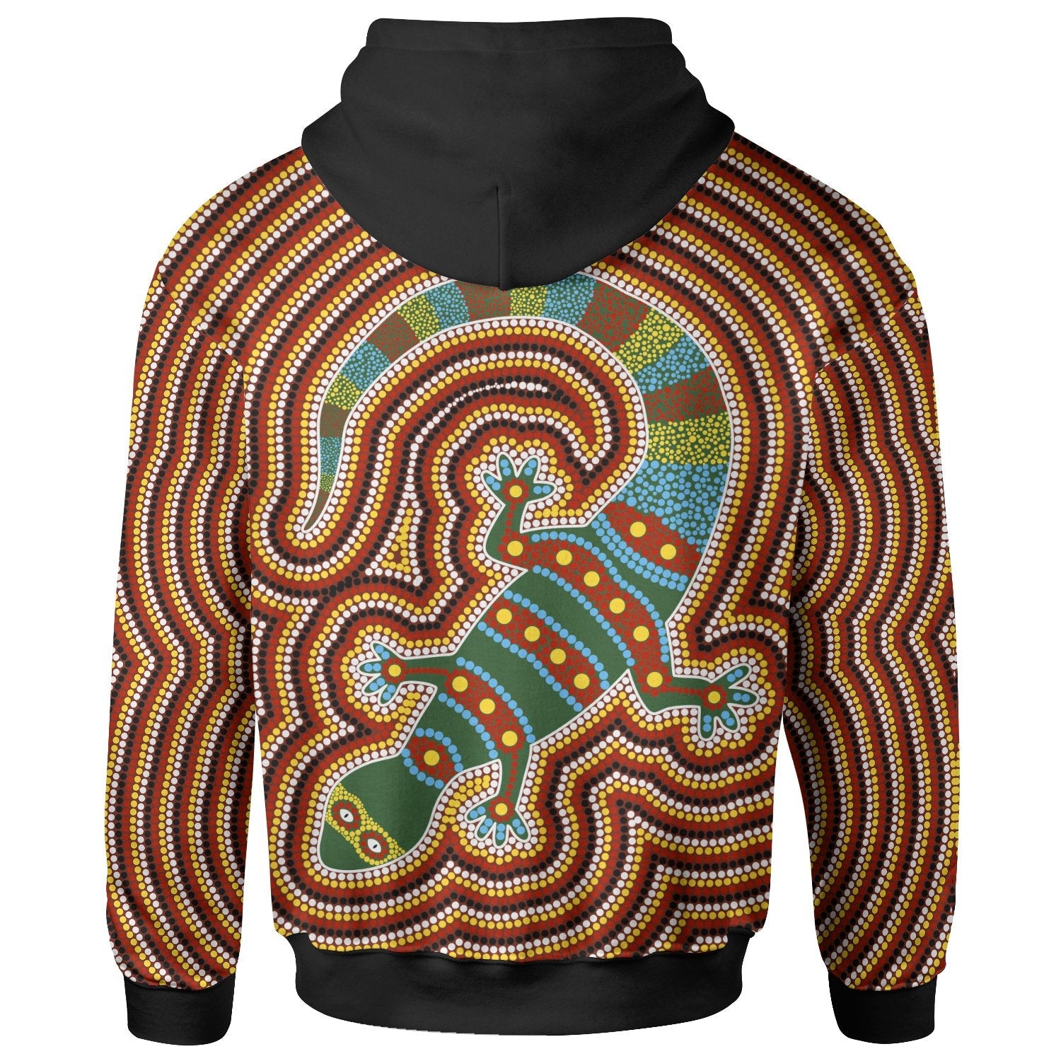 Aboriginal Zip - Up Hoodie, Lizard Dot Painting Patterns - Vibe Hoodie Shop