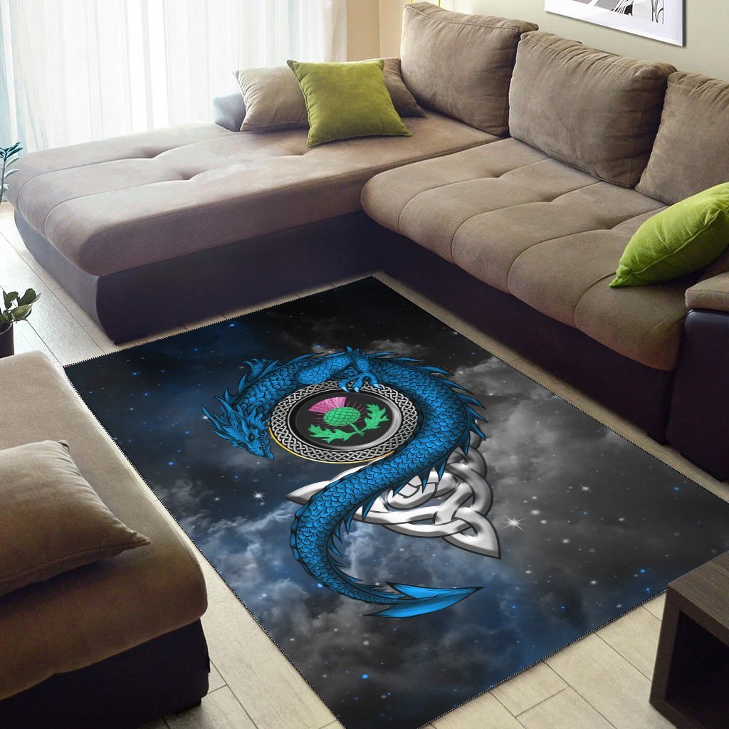 Scotland Celtic Area Rug - Dragon and Thistle With Celtic - Vibe Hoodie Shop