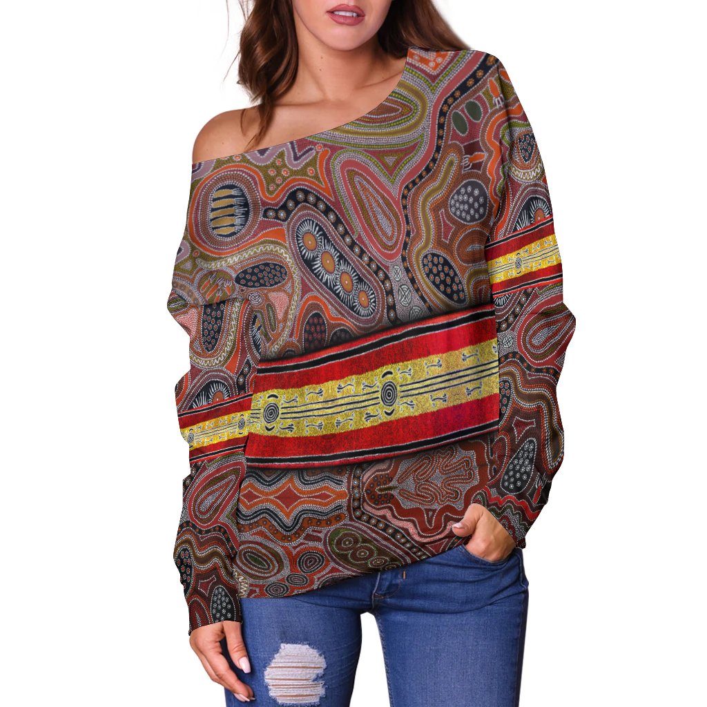 Off Shoulder Sweater - Aboriginal Unique Style 2021 - Vibe Hoodie Shop
