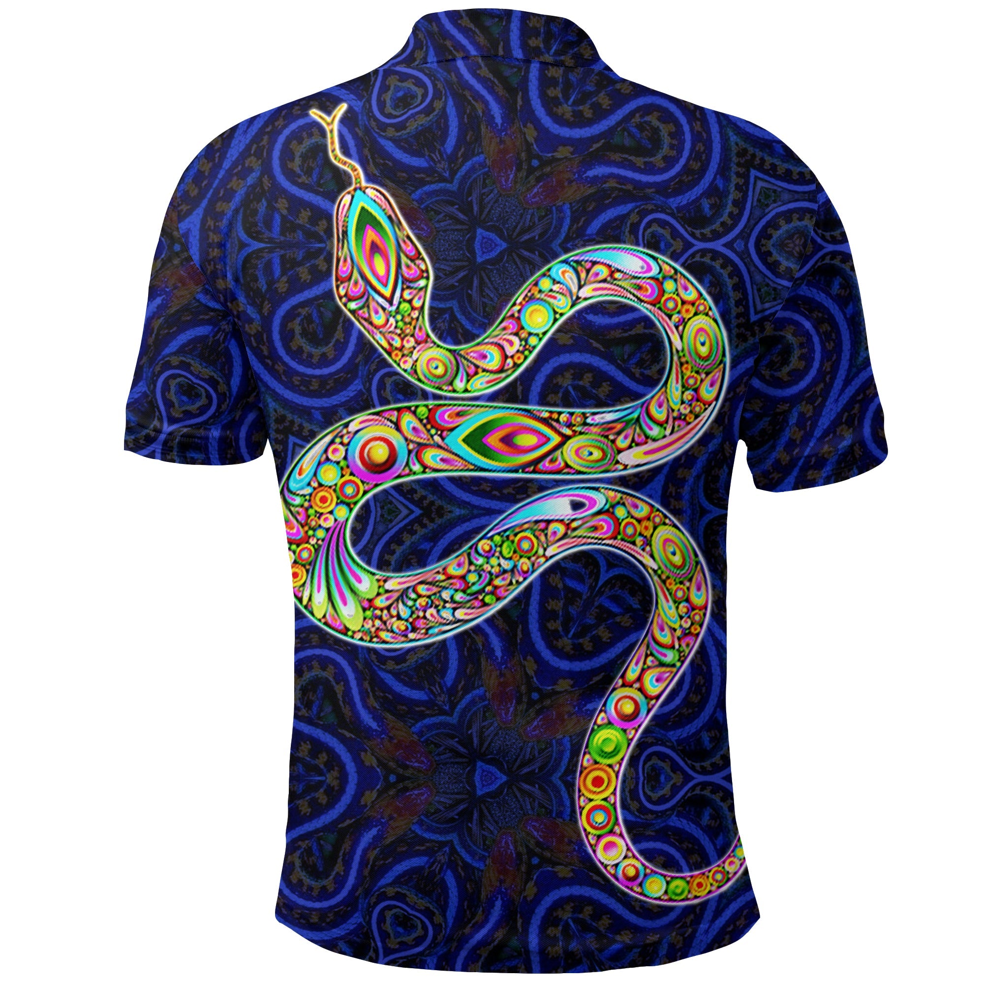 Aboriginal The Rainbow Serpent Psychedelic Polo Shirt - LT20 - Vibe Hoodie Shop