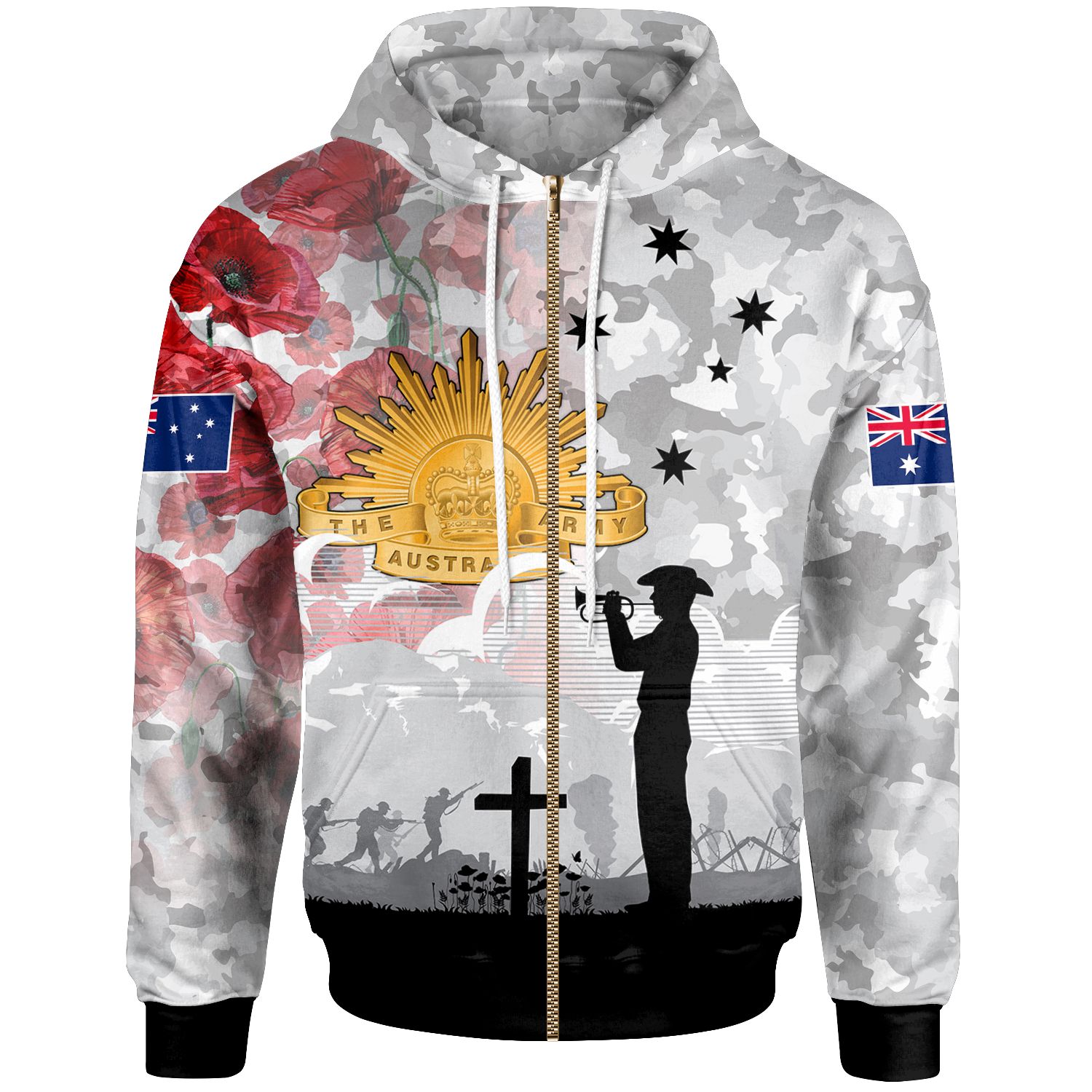 ANZAC Zip - Up Hoodie - We Will Remember Them - Vibe Hoodie Shop