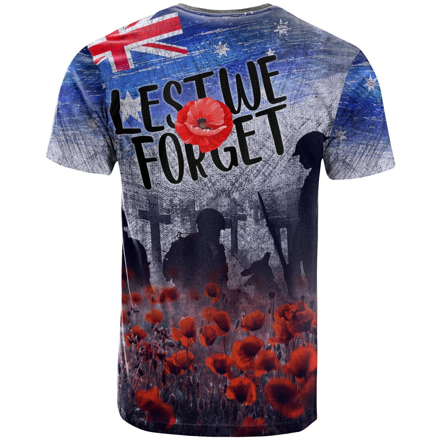 ANZAC Day T shirts - Lest We Forget Vintage Poppies - Vibe Hoodie Shop