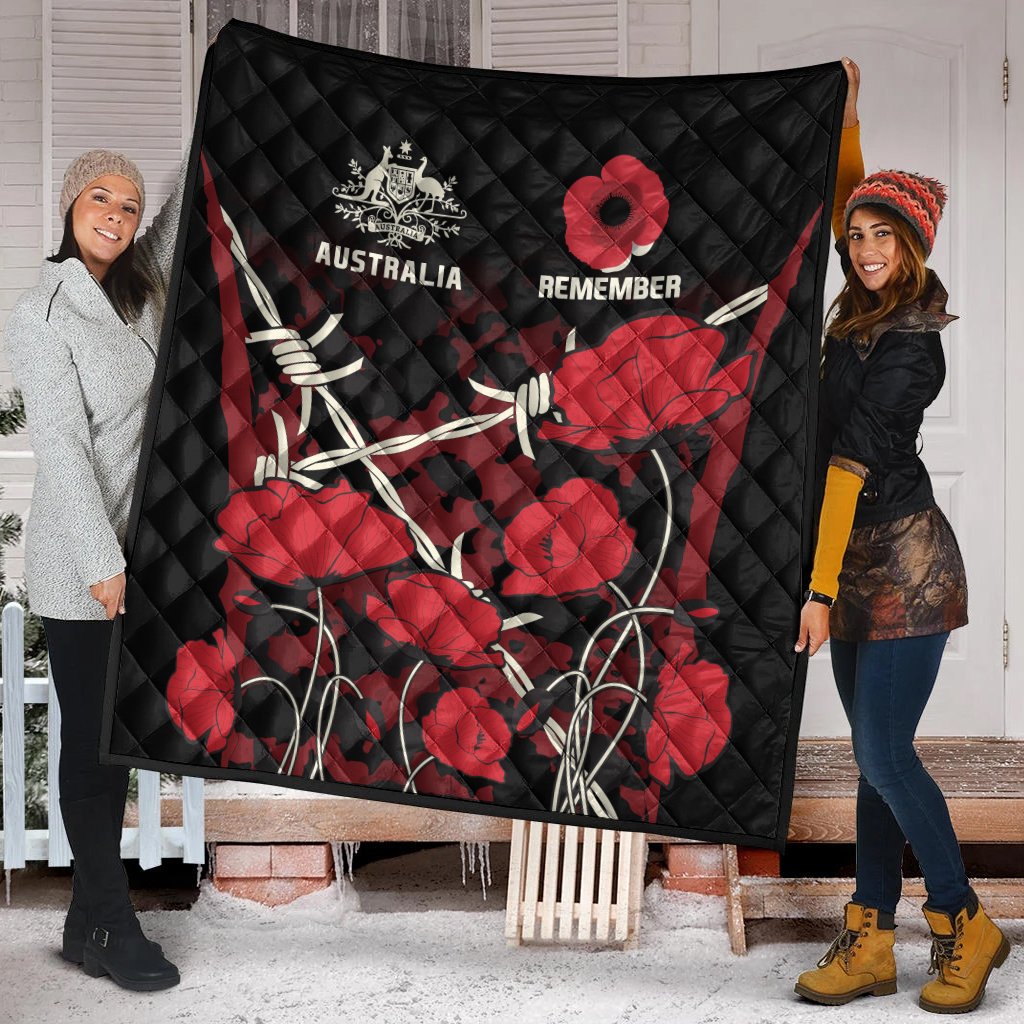 ANZAC Premium Quilt - ANZAC with Remembrance Poppy Flower - Vibe Hoodie Shop